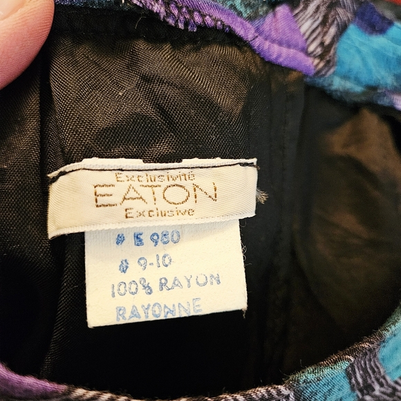 Vintage 80s Flowy Midi Skirt Geometric Print XS/S - Picture 11 of 12